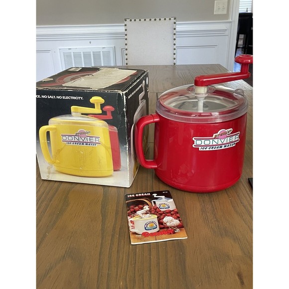 Kitchen Vintage Ice Cream Maker Donvier Premier 1 Quart With Box Manual Red Poshmark